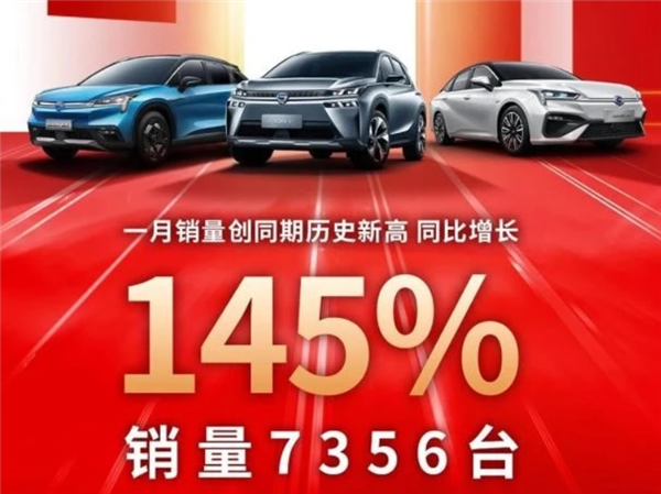 纯电轿车销量仅次于特斯拉！广汽埃安1月销量出炉 破万的节奏